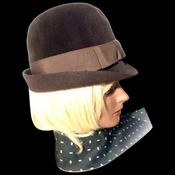 Vintage Mod Brown Hat Fur Felt for Fall & Winter, 1960s Carnaby Fashion - Picture 2 of 14